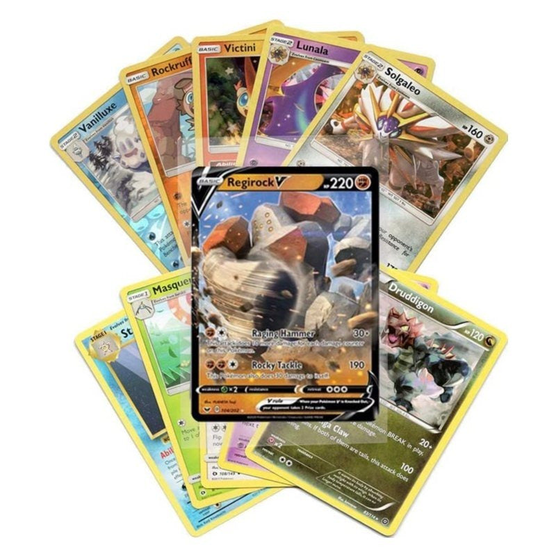 Pokémon Cards - 50pcs Lot with Guaranteed V, Vmax, Vstar, Gx, or Ex - (5 or more holos + 1 Ultra Rare)