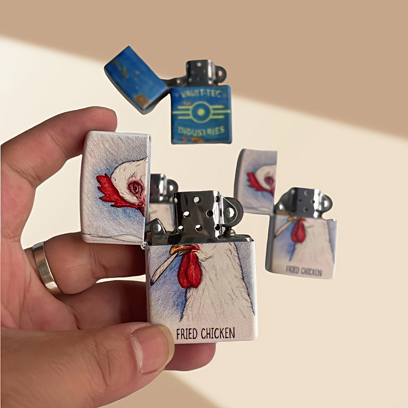Retro Windproof Lighter – Vault Tech Industries Radiation-Themed Metal Lighter Case, Steel Wheel Ignition, Collectible Gift for Men & Women, Gaming & Retro Enthusiasts (Fuel-Free)