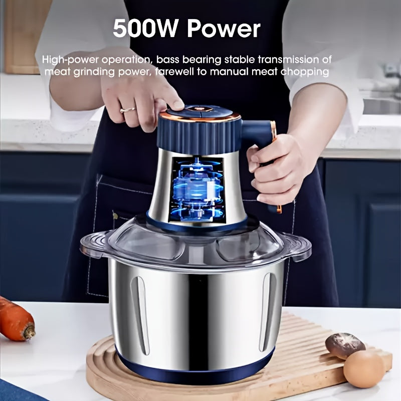1.32gal Large Capacity Stainless Steel Electric Food Chopper And Processor - Bi-Level Blades, 40, 000 RPM Motor, Sturdy Construction, Vegetable Slicer And Chopper - Perfect for Kitchen Vegetables, Fruits, Onions, Garlic, Nuts, Meat, Dough, And More