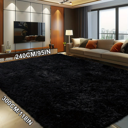 Fluffy Soft Area Rug – Luxury Non-Slip Indoor Carpet for Living Room, Bedroom & Home Decoration, Ultra-Plush Floor Rug, 7 Colours & 5 Sizes, Tie-Dye Black White Navy Blue Grey