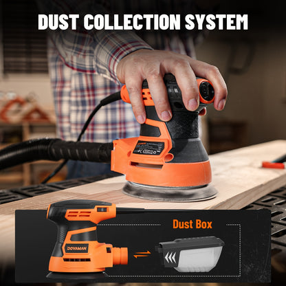 Random Orbital Sander 3A 13000RPM – 6 Variable Speeds, 12pcs Sandpapers, 5in Pad, Dust Collection, Electric Sander for Wood Metal PVC Woodworking Canada