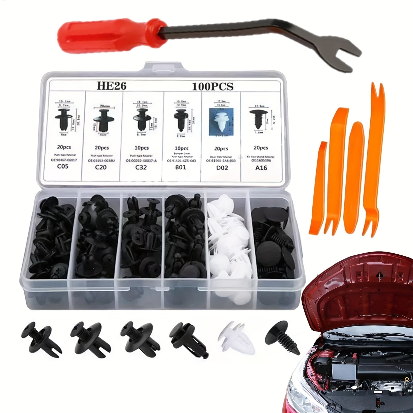 Automotive Trim Clip Kit with Removal Tool – 105 or 925 Piece, Universal Car Body Fasteners