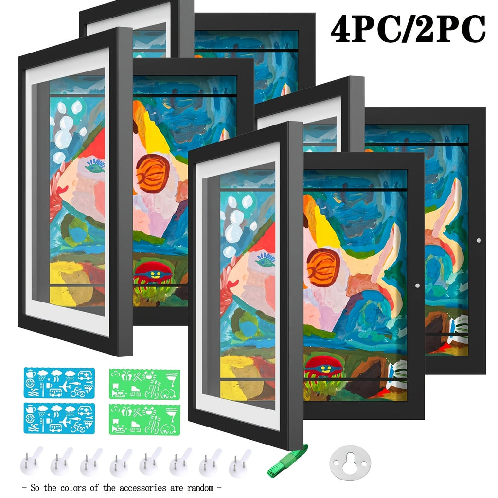 4/2 Pack Kids Art Frames, Kids Artwork Frames Changeable Front Opening Children Picture Storage Frame For Wall Holds 50pcs Crafts, Drawing, Art Projects
