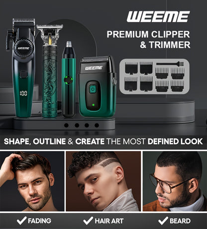 4-in-1 Hair Clipper Kit for Men – WEEME Cordless Trimmer & Electric Shaver Set, Nose Body Bald Head Grooming, LED Display, Precision Cutting, USB Rechargeable, Home & Barber Use | Canada