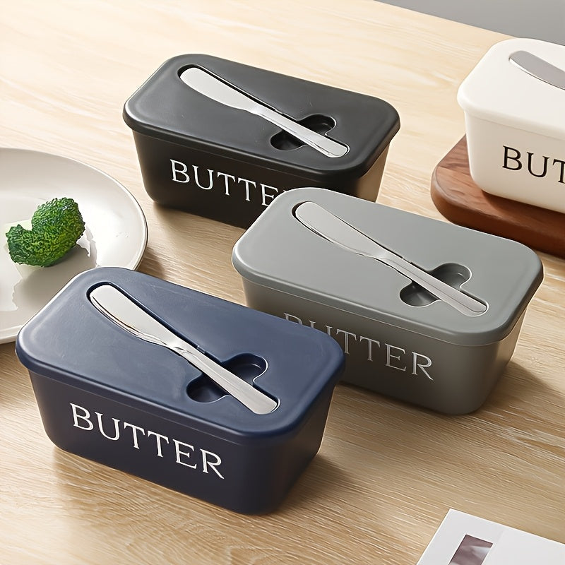 Premium Food Grade PP Butter Dish with Knife - Large, Durable, And Easy-to-Clean Butter Keeper for Countertop - Perfect for Home Use, Freshness Keeper | Sleek Design | Durable