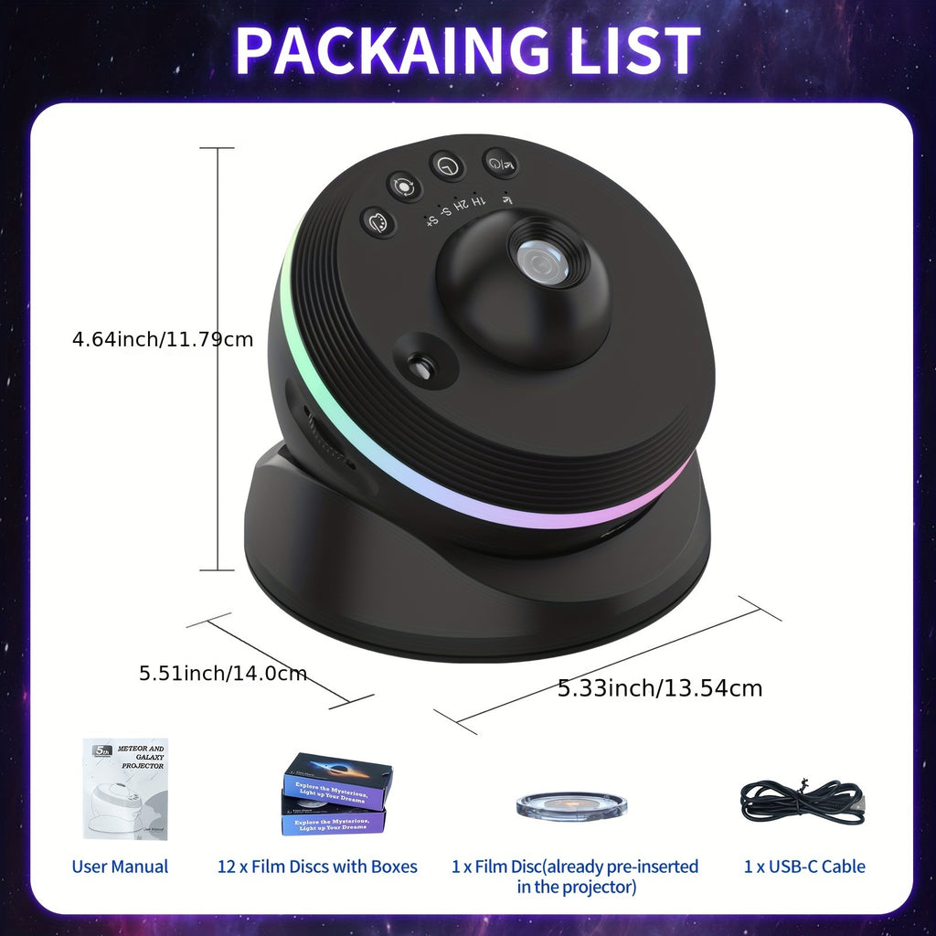 The Meteor Galaxy Projector Is a Versatile 13-In-1 Device That Creates a Lifelike Starry Sky, Featuring a Solar System, Constellations, And a Moon, Perfect for Illuminating Your Bedroom Ceiling Or Enhancing Your Home Theater And Living Room Decor