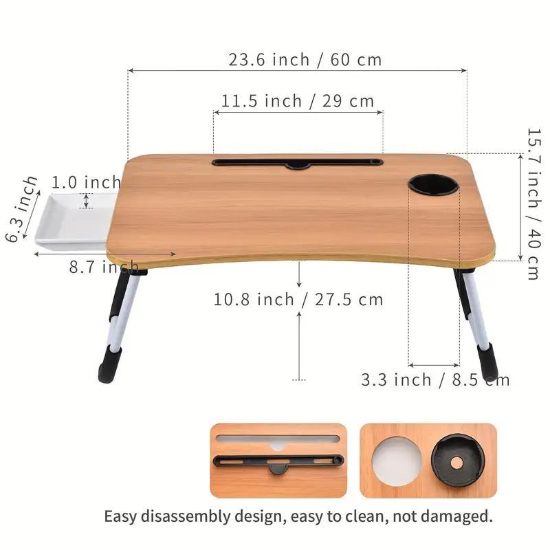 2pcs set of Table and Rag, Extra-Large Portable Laptop Desk with Cup Holder & Drawer - Multifunctional Tray Stand for Bed, Sofa, Floor Use - Sturdy, Durable, Foldable Design
