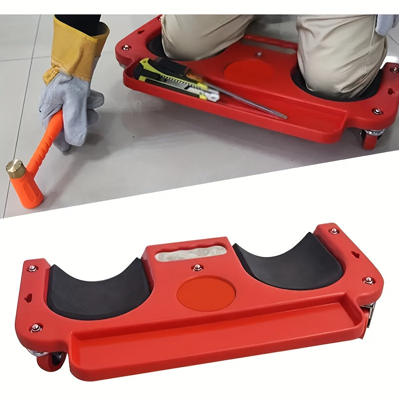 Rolling Knee Pad Platform with Wheels and Built-In Tool Tray, ABS Cushioned Kneeling Pad for Carpenters Flooring Machine Workers Car Repairs, Multi-Function Work Knee Roller