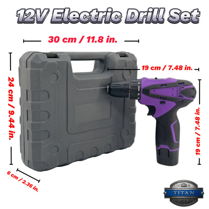 12V Brushless Cordless Drill Set 18+1 Torque Settings, 3/8" Metal Chuck Industrial Power Drill, Long Runtime Quick Swap Battery, Line Maintenance Steel Work (Purple 1B1C / Yellow 2B1C)