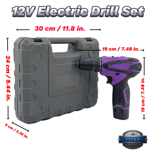 12V Brushless Cordless Drill Set 18+1 Torque Settings, 3/8" Metal Chuck Industrial Power Drill, Long Runtime Quick Swap Battery, Line Maintenance Steel Work (Purple 1B1C / Yellow 2B1C)