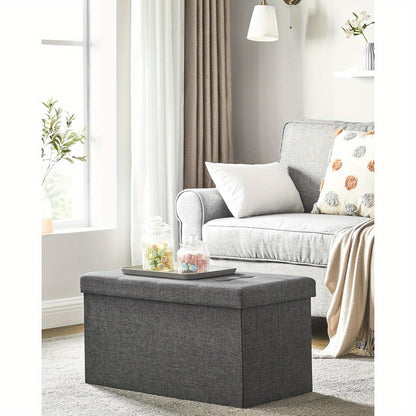 Folding Storage Ottoman Bench 30-Inch – Storage Chest Foot Rest Stool for Living Room Bedroom Entryway, Ash Gray