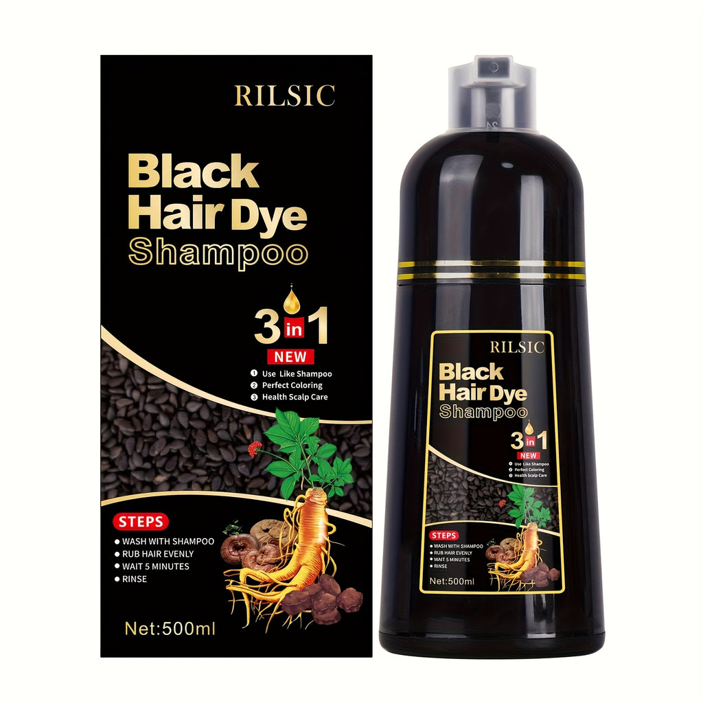 3-in-1 Hair Dye Colour Shampoo – Instant Grey Hair Coverage, Ammonia Free Herbal Formula, Lasts 30 Days for Men & Women | 16.91oz Natural Hair Colouring
