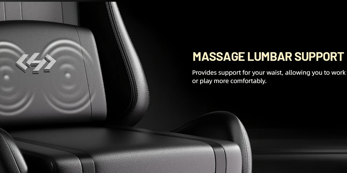 Gaming Chair with Pocket Spring Cushion, Adult Ergonomic Chair with Massage-function Lumbar Support Cushion, Height-adjustable Gaming Computer Chair, PU Leather Chair with Swivel Function, Suitable for Gaming Or Office