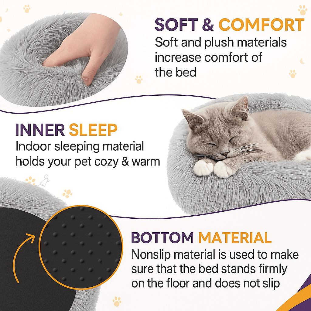 1 Donut Pet Bed, Luxury Comfort - Thickened Round Design - Indoor/Outdoor Use, Suitable for Small, Medium, and Large Dogs & Cats, All-Season Pet Bed, Dog Pad Cat Bed, Pet Nap Bed, Warmth Pad, Pet Supplies
