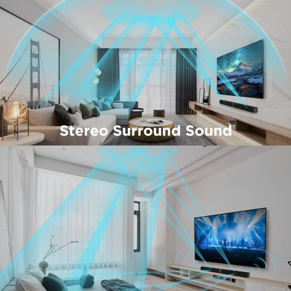 2-in-1 TV Soundbar with Subwoofer – Wireless Surround Sound Bar for Smart TV, DSP Technology, ARC/Optical/AUX Connection, Infrared Remote Control, Home Theatre Audio System
