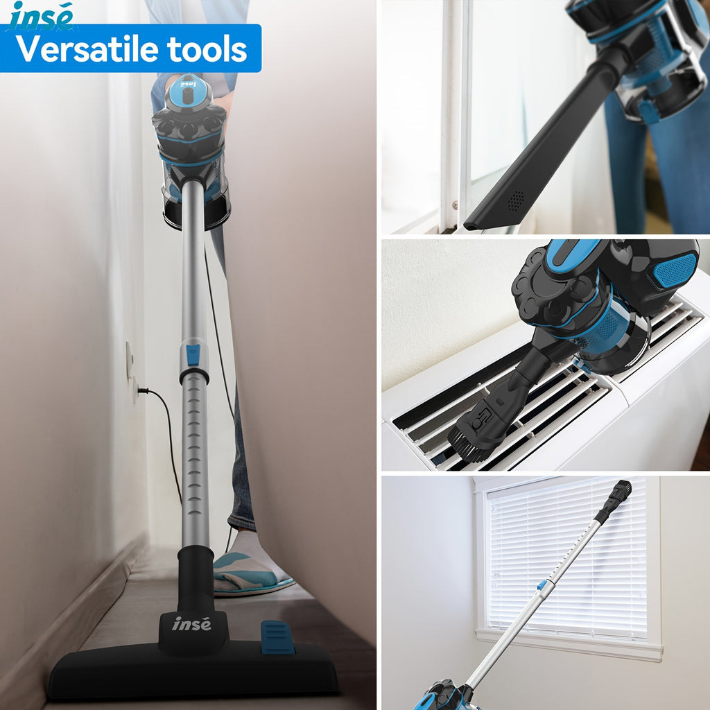 INSE Corded Stick Vacuum Cleaner, Corded Vacuum Cleaner with 600W Powerful Motor 18000Pa Handheld Vacuum Cleaner for Home Pet Hair Hard Floor