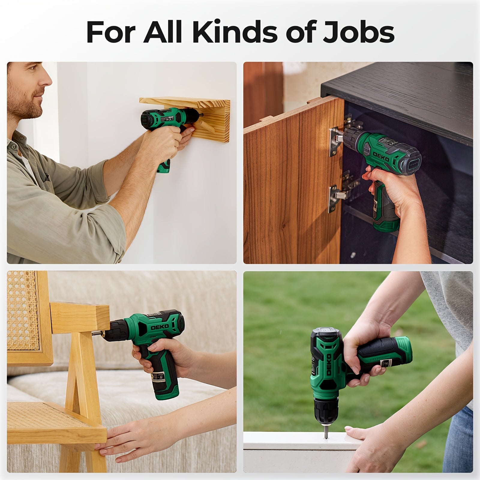 128pcs Household Tool Kit Set | with 8V Cordless Drill/Driver | 1.5Ah Rechargeable Battery | Portable | Power Tools Set | All-In-One Hand Tool Box | for Home Project, Garden, Camping, Office Maintenance | Craftsman'S Gift