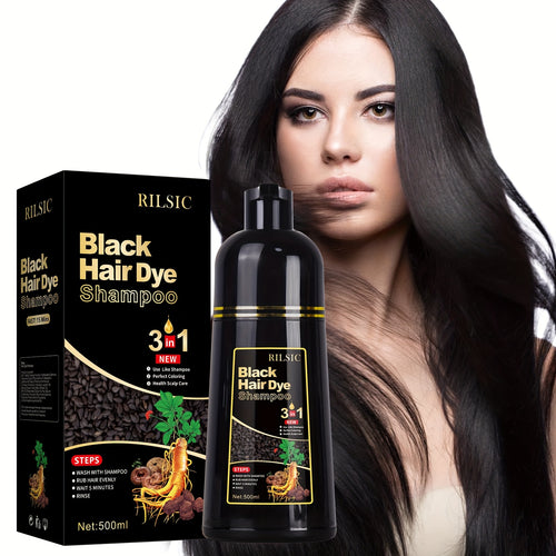 RILSIC 3-in-1 Herbal Hair Dye Colour Shampoo – Instant Natural Hair Colouring in Minutes for Women & Men | 16.91oz Halloween & Everyday Gift