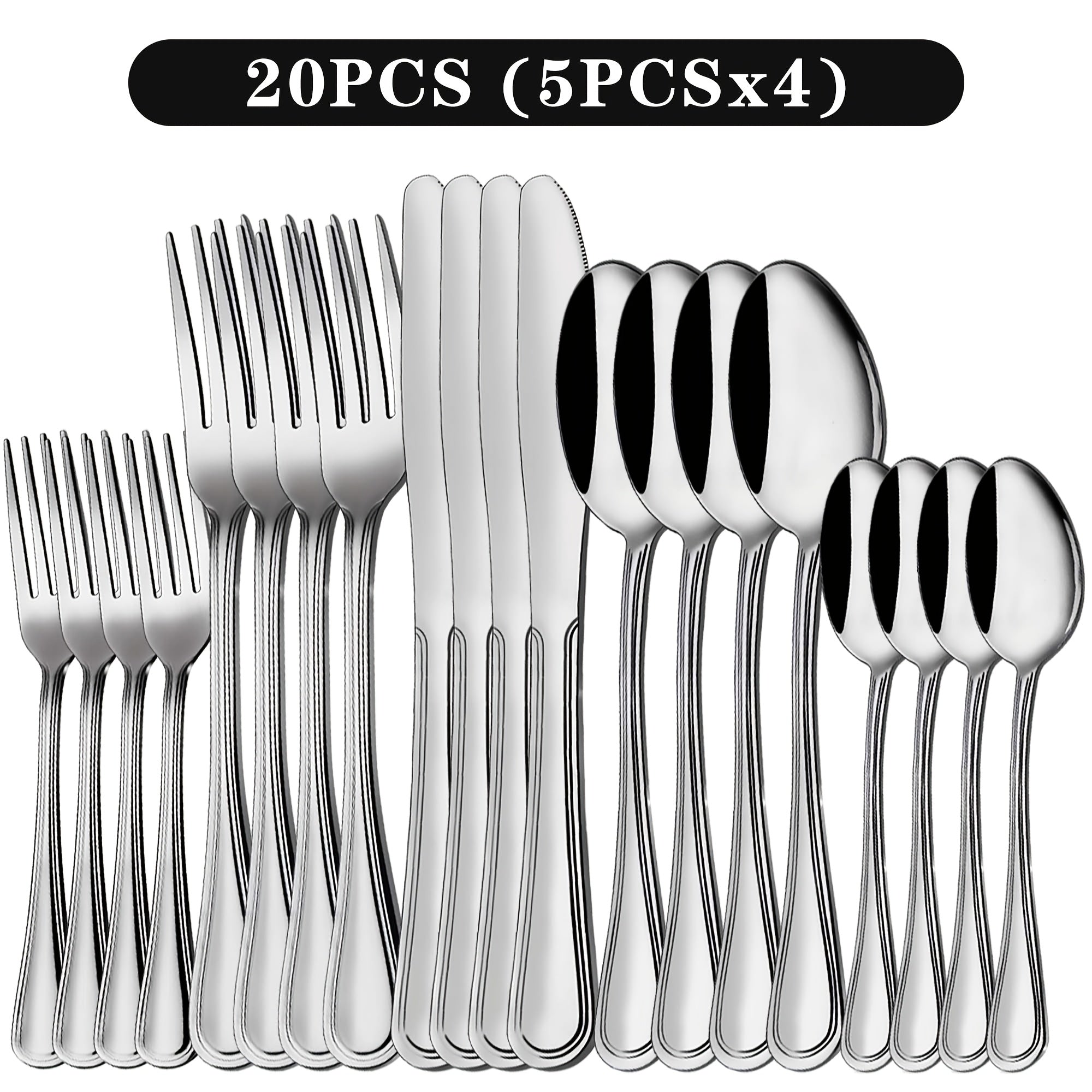 Stainless Steel Cutlery Set Multi-Size 20-120pcs – Mirror Polished Flatware for Home Kitchen Restaurant Hotel, Dishwasher Safe, Perfect for Weddings & Gifts
