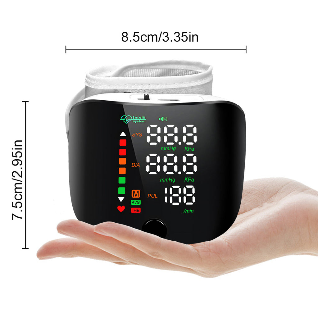 1pc Wrist Blood Pressure Monitor with LCD Display, Adjustable Cuff, Pulse Rate Detection & Irregular Heartbeat Alarm - Blood Pressure Measurement | USB Charging | Sound Playback Function, The Best Gift for Family And Friends