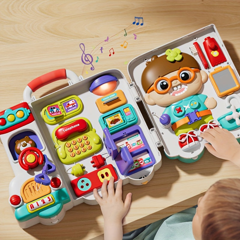 54-in-1 Musical Activity Busy Board for Babies & Toddlers – Bilingual Sensory Learning Toy, Educational Gift for Boys & Girls Ages 6-36 Months