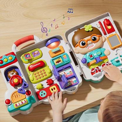 54-in-1 Musical Activity Busy Board for Babies & Toddlers – Bilingual Sensory Learning Toy, Educational Gift for Boys & Girls Ages 6-36 Months
