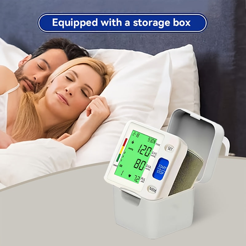 Wrist Blood Pressure Monitor Wrist Cuff -tri Color LCD Display With Adjustable Cuff - Tracks Heart Rate And Irregular Heartbeats -99 Memory Storage, Dual User Mode - USB/battery Powered (battery Not Included), Blood Pressure Machine Halloween Gift
