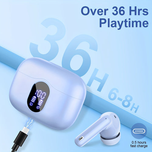ENC Noise Cancelling Earbuds Bluetooth 5.3 with 36H Playtime LED Charging Case, Rich Bass Sound ENC Microphone Wireless Earphones – Compatible with Android iOS iPhone | Canada