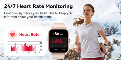 Smartwatch with Built-in Alexa, 1.8" HD Touch Screen, Answer & Make Calls, 100+ Sports Modes, Waterproof Fitness Tracker with Pedometer for iPhone & Android – Smart Watch for Women & Men