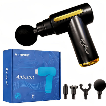 Portable Massage Gun 4-Head Set USB Rechargeable – Deep Tissue Percussion Massager for Body, Back, Neck & Waist, Elegant Design, Perfect Holiday & Christmas Gift