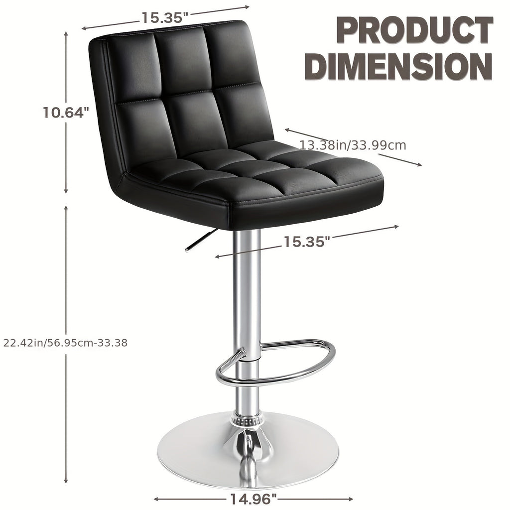 GUNJI Bar Stools Set Of 2, Modern Pu Leather Swivel Adjustable Bar Stool Square Height Stool Bar Chair for Cafe Pub Armless Kitchen Counter Dining Room