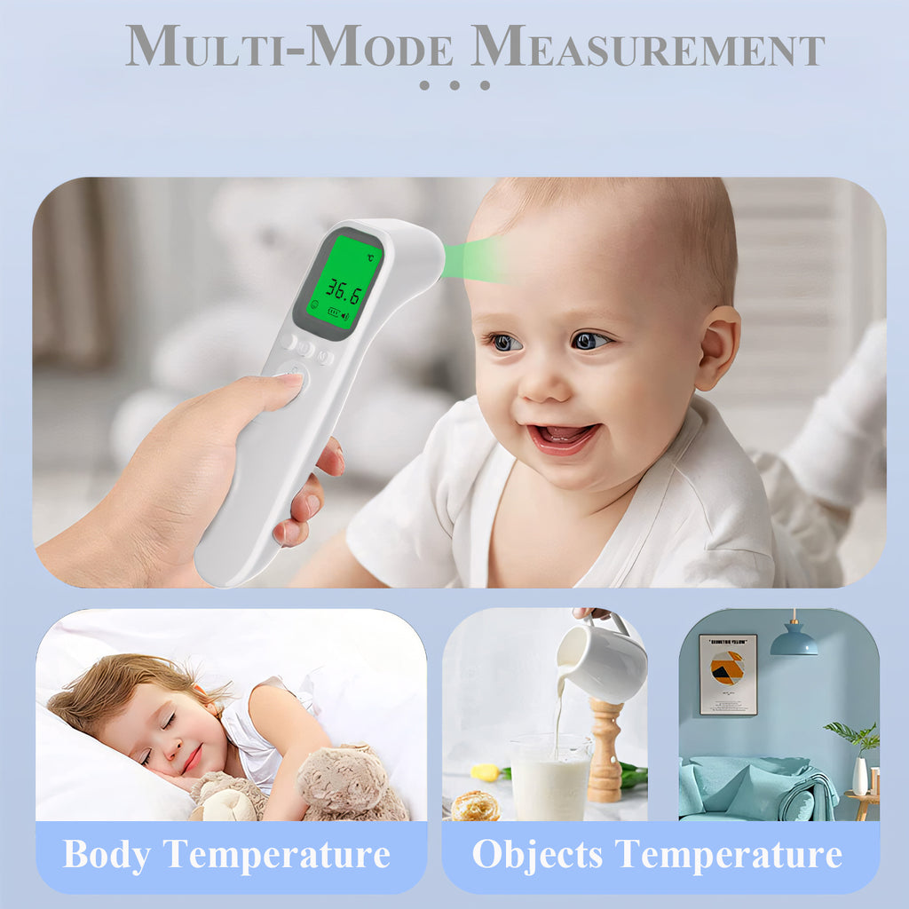 Digital Forehead Thermometer, No-Touch Infrared Fever Thermometer for Adults, Kids & Babies, Accurate Body Temperature Measurement, 1-Second Instant Reading, LCD Backlit Display, Fever Alarm Indicator, °F/°C Switchable, Memory Recall, Auto Shut-Off, Home,