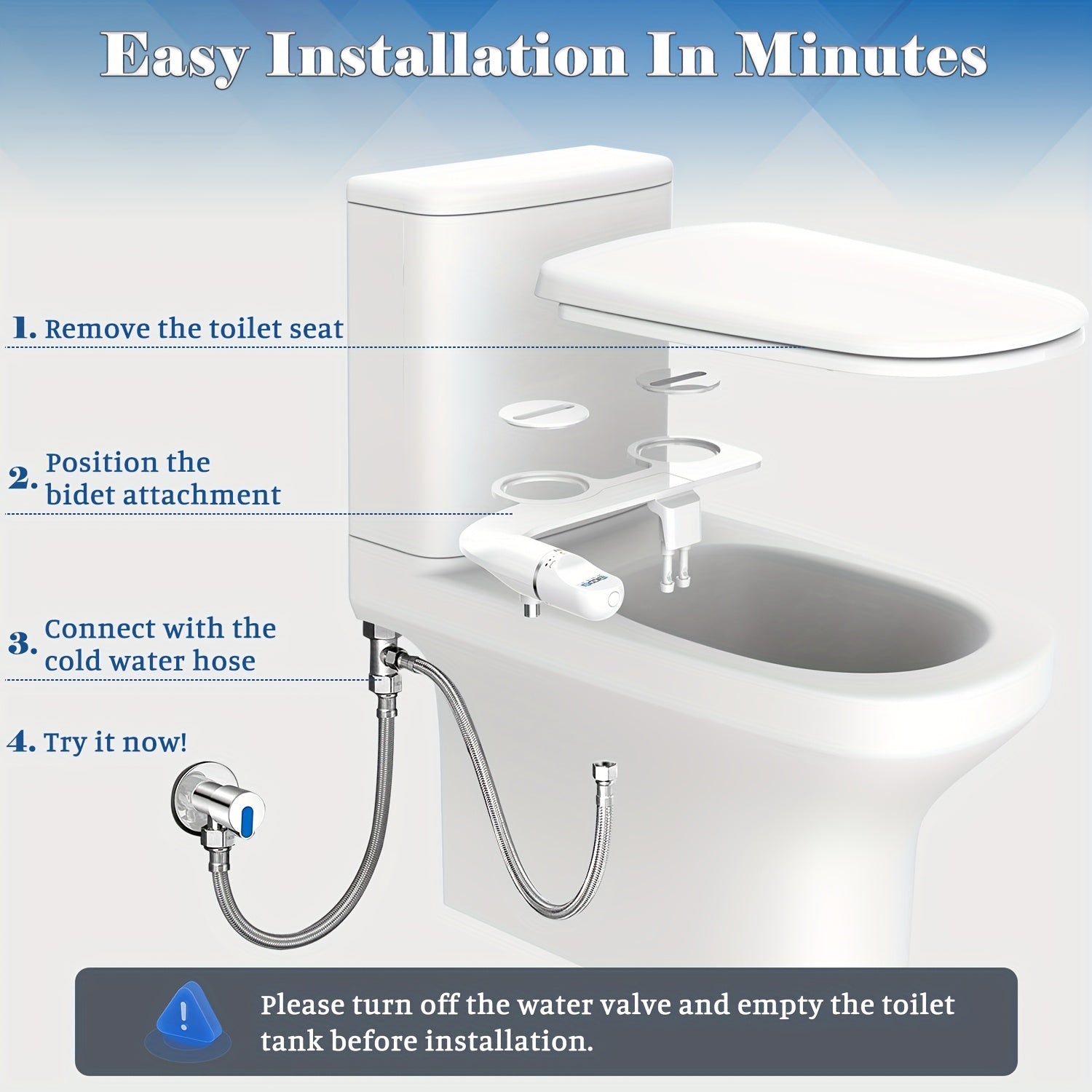 Ultra-Thin Dual Nozzle Bidet Attachment Adjustable Water Pressure Non-Electric Fresh Water Bidet Toilet Seat Attachment for Feminine And Posterior Wash