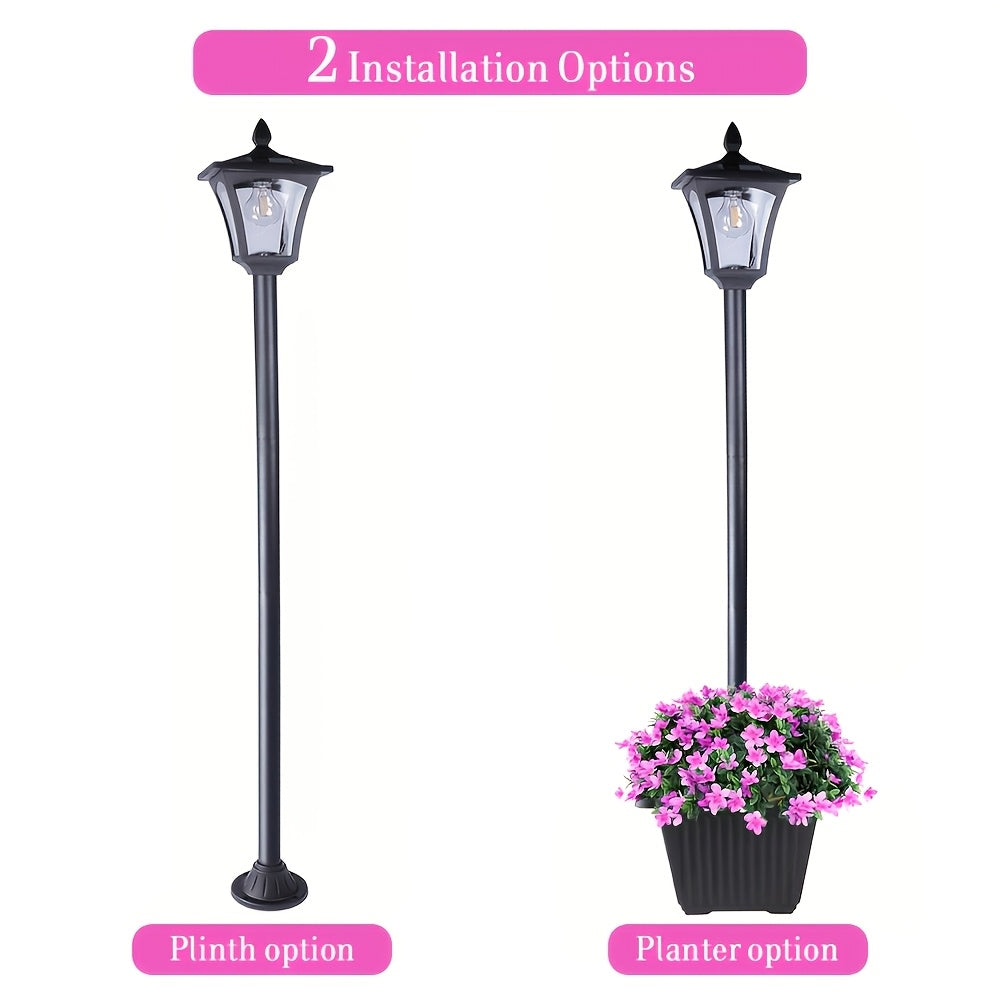63" Solar Lamp Post Outdoors With Built-In Planter Box | Waterproof Garden Lamp For Backyard Landscape, Driveway, Pathway Ambience, Auto Dusk To Dawn, Hoodink Brand