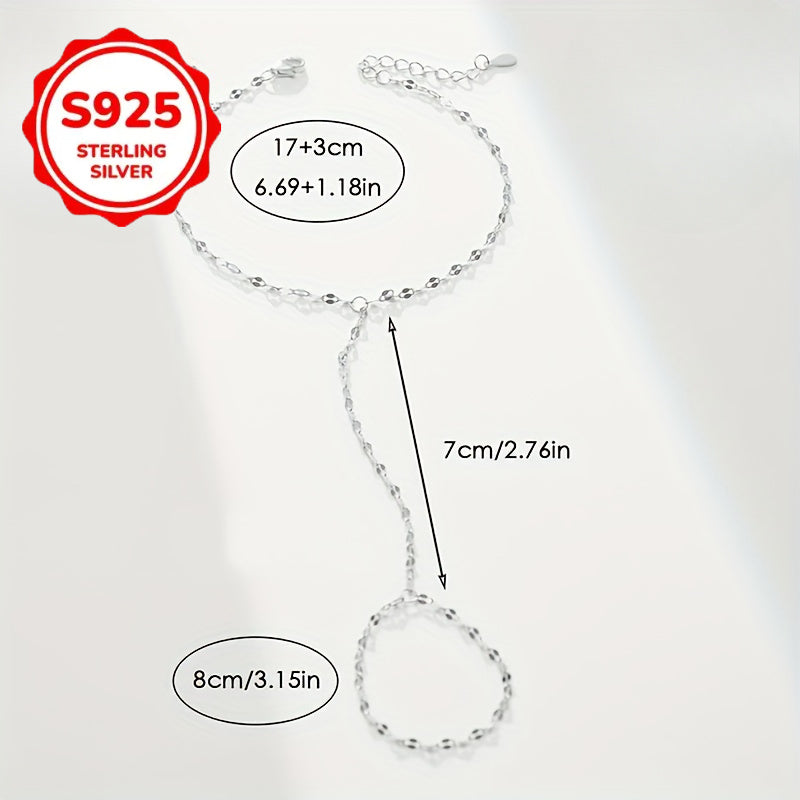 S925 Silver Fashion Finger Bracelet - Bohemian Style, Fashionable, Popular, Retro, Suitable for Casual Clothing and Gifts