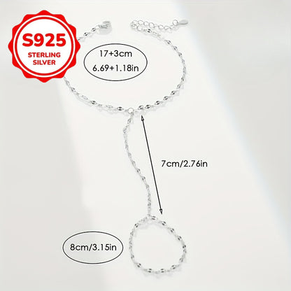 S925 Sterling Silver Finger Bracelet for Women – Bohemian Retro Hand Chain Bracelet, Adjustable Slave Bracelet Ring for Casual Wear & Gifts | ShopVora CA