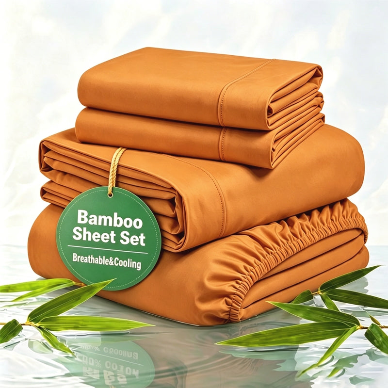 100% Bamboo Rayon Bed Sheets 3/4pcs Set with 16" Extra Deep Pockets – Soft Cooling Bedding for Hot Sleepers & Night Sweats, Twin Full Queen King Size