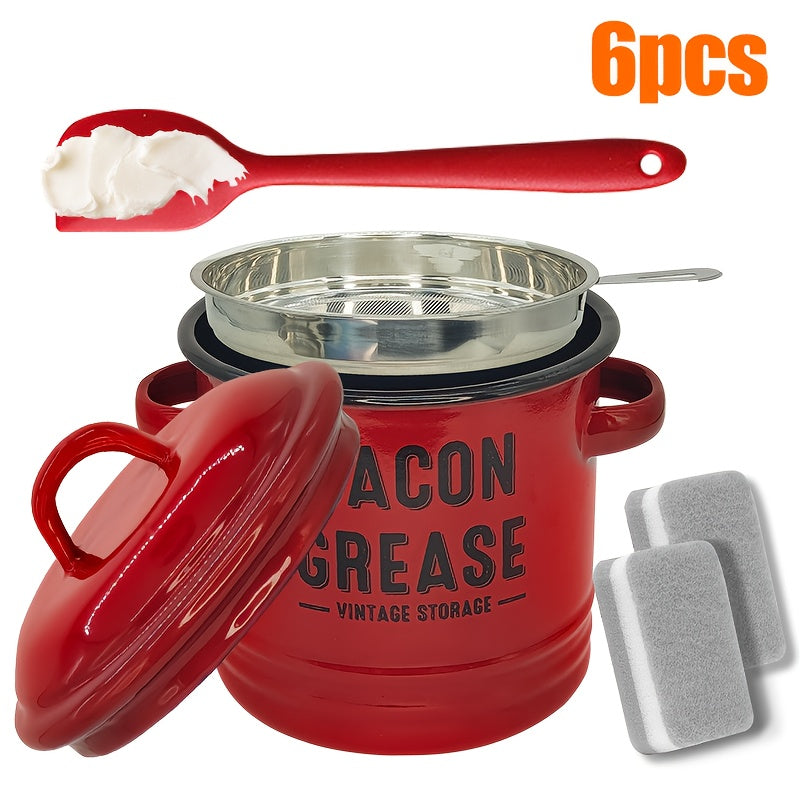 Bacon Grease Container & Oil Storage Can Set – High-Temperature Safe Condiment Bottles with Filter, Spacious Food Storage for Kitchen & Outdoor Cooking, Handmade Gift Idea Canada
