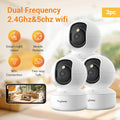 3pcs Boykeep Full HD 1296P Wireless WiFi Smart Camera With Motion Detection, Color Night Vision, Alarm Push, 355° Panoramic View, Two-Way Audio - Supports Dual-Band 2.4GHz/5GHz, USB Powered, ABS Material, Home Security, Smart Home Device