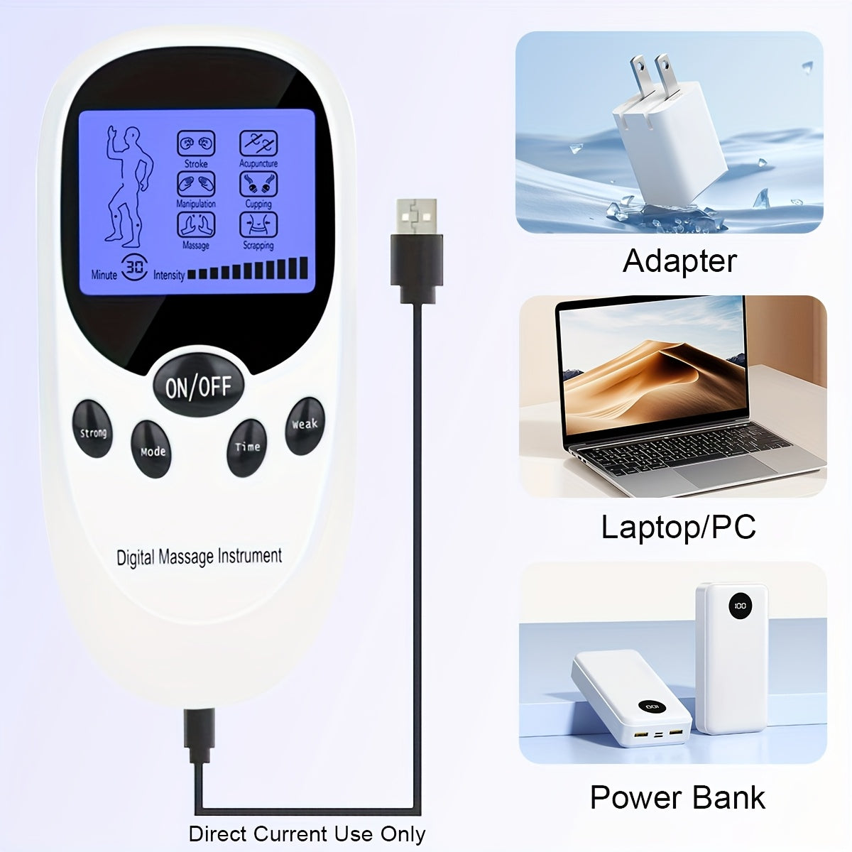 TENS + EMS Dual Channel Pulse Massager with 8 Electrodes – Portable Pain Relief Device, Therapeutic EMS Muscle Stimulator, Ergonomic Compact Design for Back Neck Shoulder