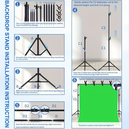 Adjustable Backdrop Stand 10x7ft (3x2.1m) with 4 Backdrop Clips & Trolley Carry Bag – Portable Easy Setup Background Support System for Weddings, Parties, Conferences & Photo Studios Canada