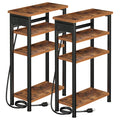 Narrow Side Table with Charging Station – 3 or 4 Tier, 2 USB + 2 Outlets, Small Space
