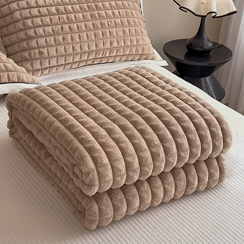 Solid Colour Plush Throw Blanket – Soft Warm Sofa Blanket for Naps, Office, Camping & Pets | All-Season Bedspread Gift Blanket | White Khaki Grey | Multiple Sizes