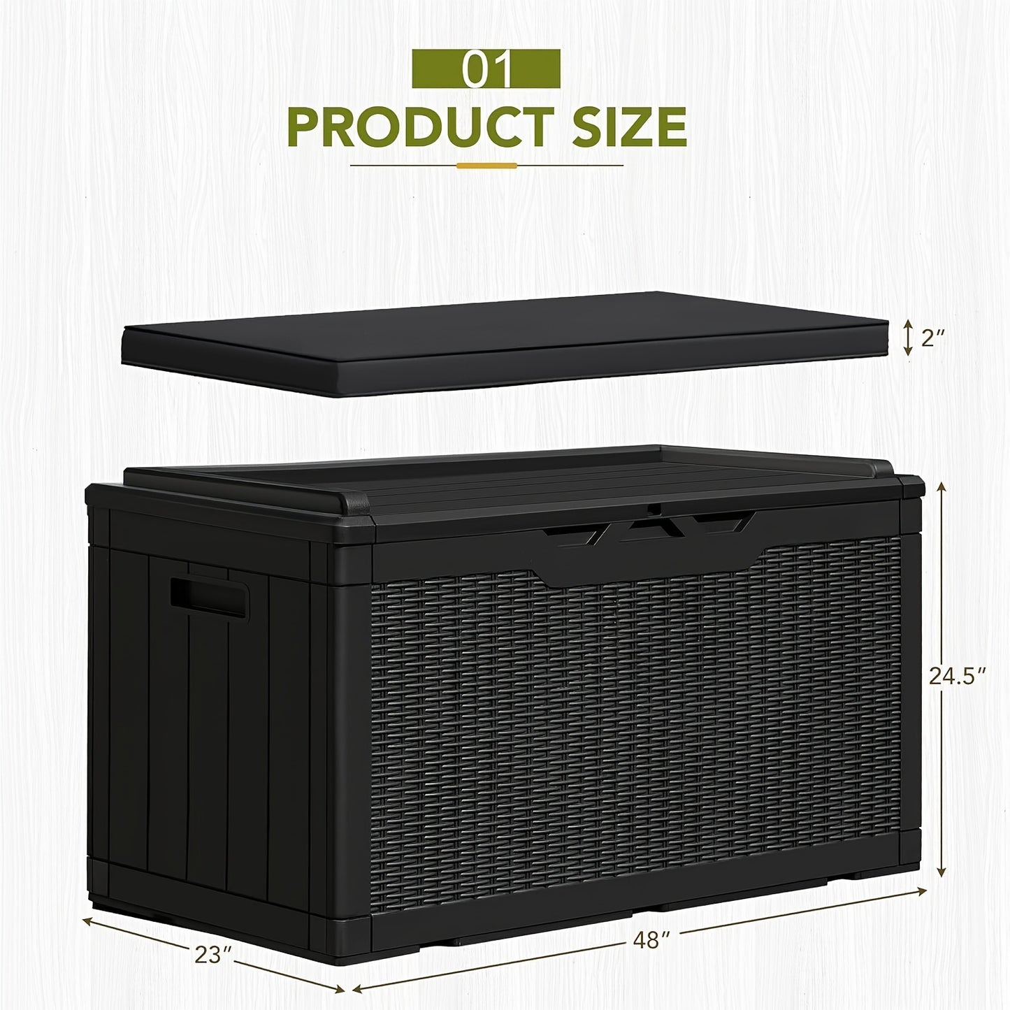 Outdoor Deck Box with Cushion 100 Gallon Lockable Waterproof UV-Resistant – GUNJI Large Resin Storage Bench for Patio, Garden Tools & Pool Supplies, Outdoor Storage Cabinet Canada, Black