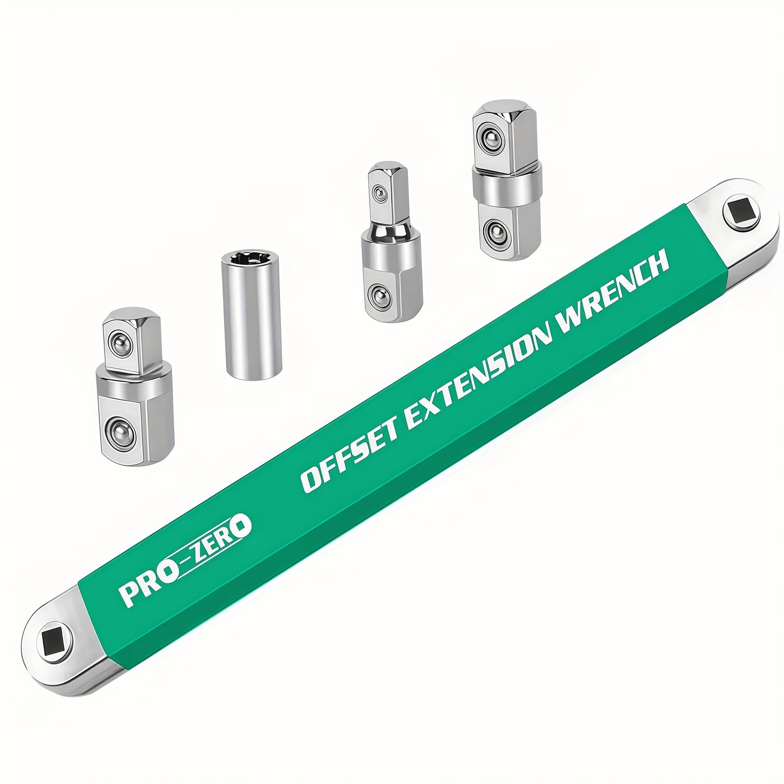Flex Head Ratchet Wrench Set 2-in-1 Offset Extension with 1/2" 1/4" 3/8" Adapters – 180° Swivel High Torque Non-Slip Handle for Tight Spaces, DIY & Mechanic Hand Tool
