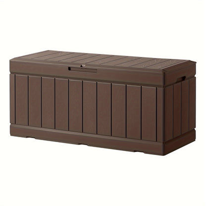 88 Gallon Resin Deck Box Outdoor Lockable Storage Box – Waterproof Large Cushion Storage Bench for Patio, Backyard, Pool Supplies & Sports Equipment