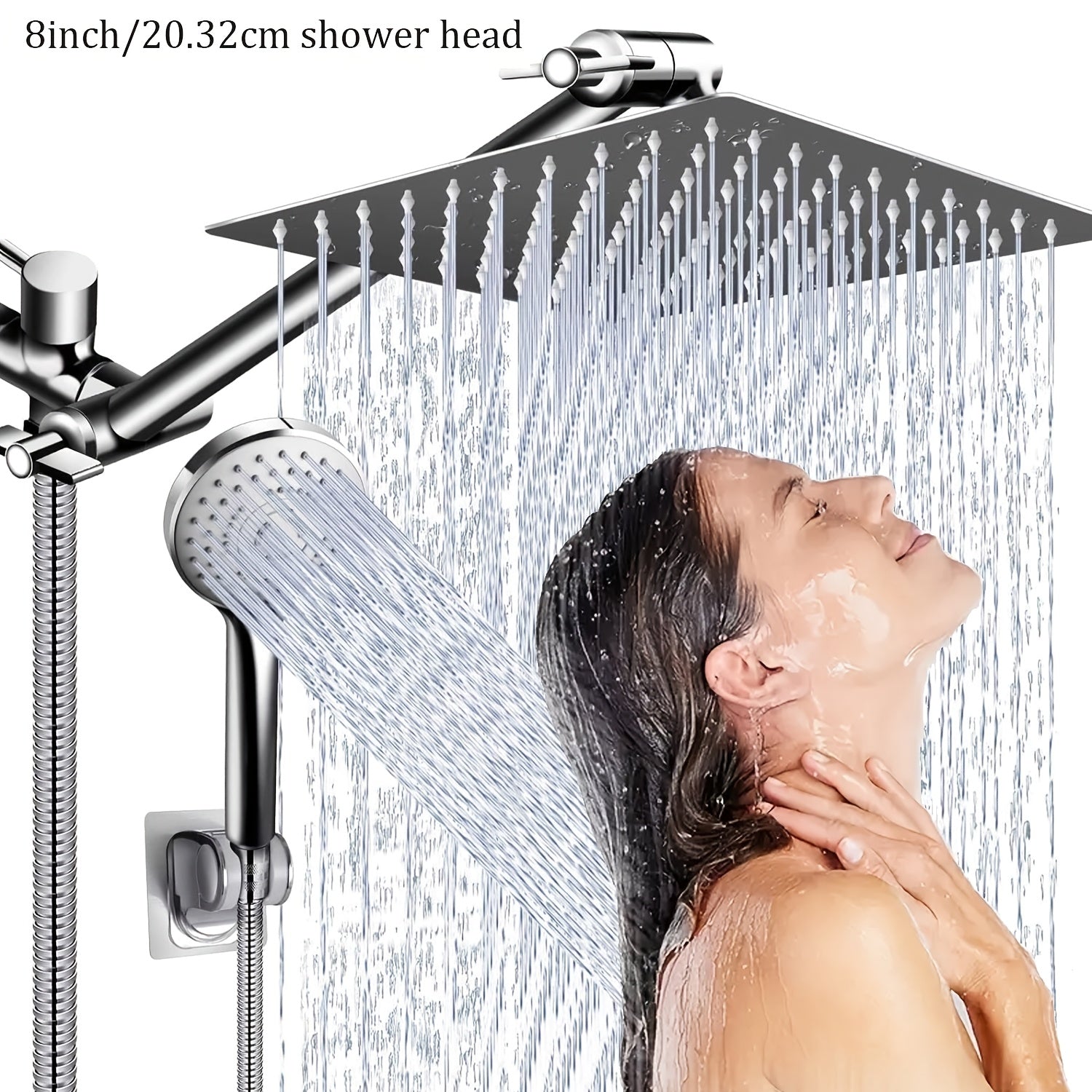 Rain Shower Head Combo High Pressure 8/10 Inch with Handheld Spray & Adjustable Arm – Modern Luxury Rainfall Showerhead Electroplated Black Finish for Contemporary Bathroom, Canada