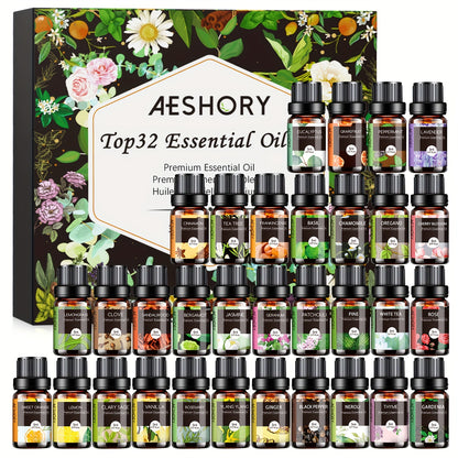 Pure Essential Oils Gift Set – 12 / 20 / 32 Pcs Aromatherapy Kit with Lavender, Tea Tree, Peppermint & More, 5ml Bottles for Massage, Skin Care & Diffuser, Holiday & Father's Day Gift | ShopVora CA