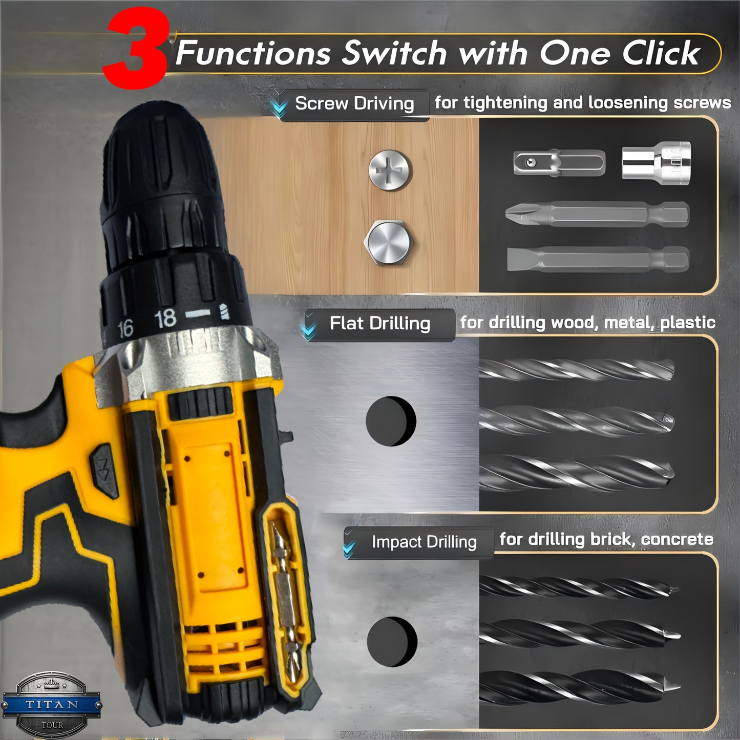 21V Brushless Cordless Drill Set 24-Piece with 2 Lithium Batteries Fast Charger 18+1 Torque Settings 10mm Keyless Chuck Chrome Vanadium Drill Bits
