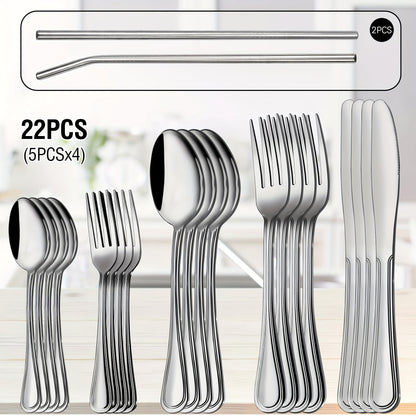 Stainless Steel Cutlery Set Multi-Size 20-120pcs – Mirror Polished Flatware for Home Kitchen Restaurant Hotel, Dishwasher Safe, Perfect for Weddings & Gifts